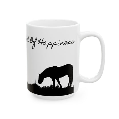 Western Horse Ceramic Mug, (11oz, 15oz) "Create Your Own Kind of Happiness"