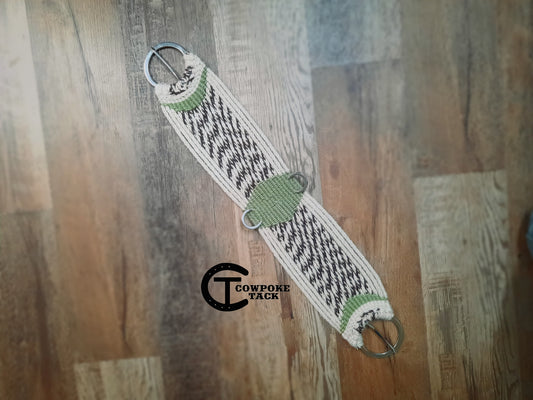 Mohair Cinch - 30" straight - 17 strands wide - tobacco/sage green